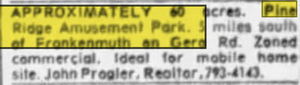 Pine Ridge Amusement Park - Nov 17 1976 Article
